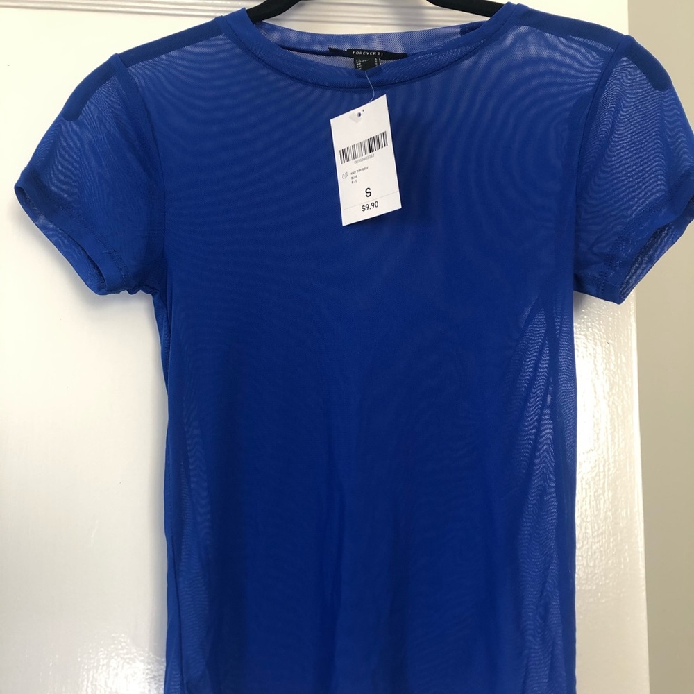 Brand new blue mesh short-sleeved shirt